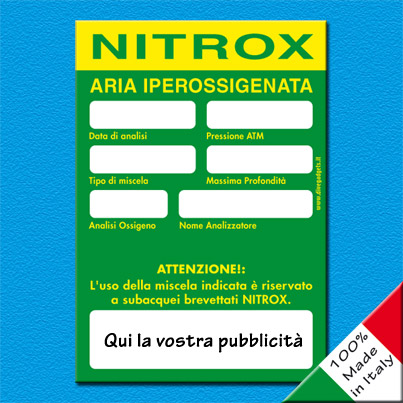 Adesivo analisi Nitrox personalizzato cm 9,5x13