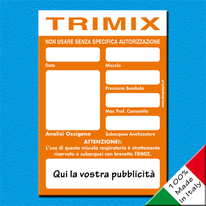 Adesivo analisi Trimix personalizzato cm 9,5x13