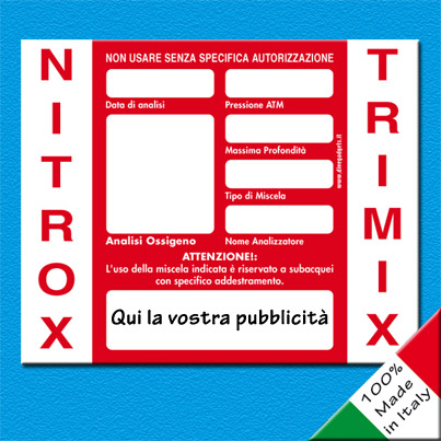 Adesivo analisi Nitrox/Trimix personalizzato cm 14x11